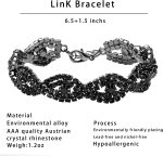 M?MIRACULOUS GARDEN 3/4 Pieces Women's Jewelry Sets Rhinestone Crystal Bridal Tiara Crown Choker Necklace Link Bangle Bracelet Teardrop Dangle Earrings Set and Rhinestone Handbag for Wedding Party - Image 6